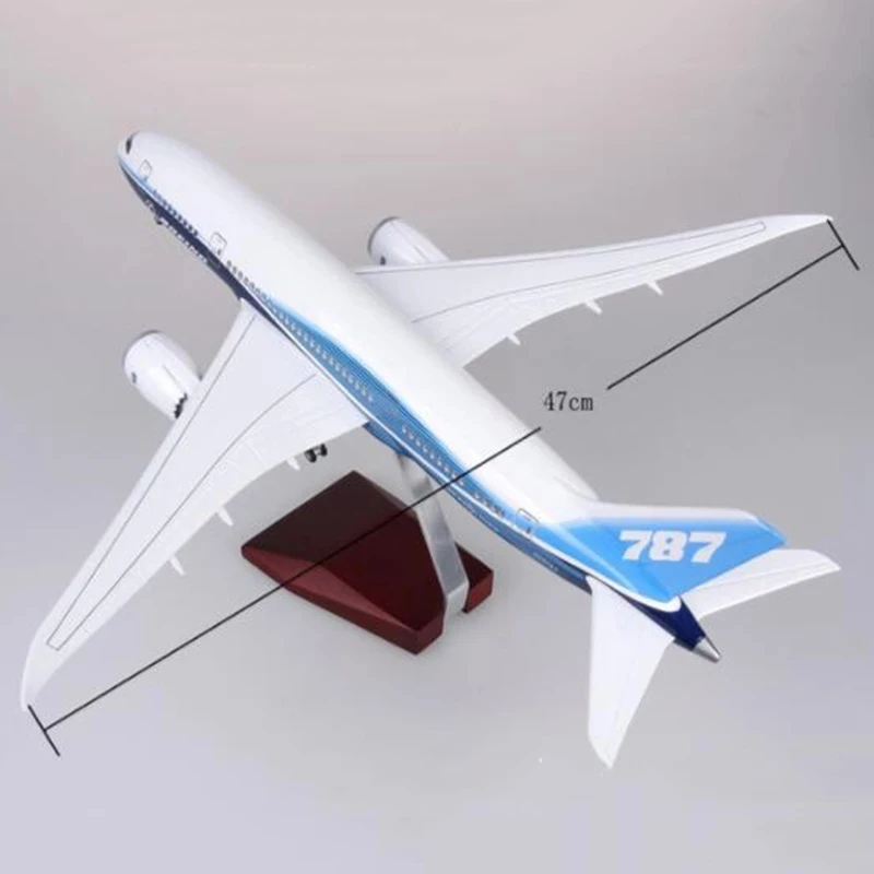 1:150 Scale 47cm Diecast Model Civil Airliner Prototype Aircraft Boeing 787 Resin Airplane With Light Collection Display Gifts