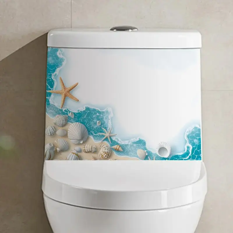 Exquisite Shells on The Beach By The Sea Toilet Sticker Bathroom Toilet Cover Sticker Wall Sticker Wc For Home Decoration M1398