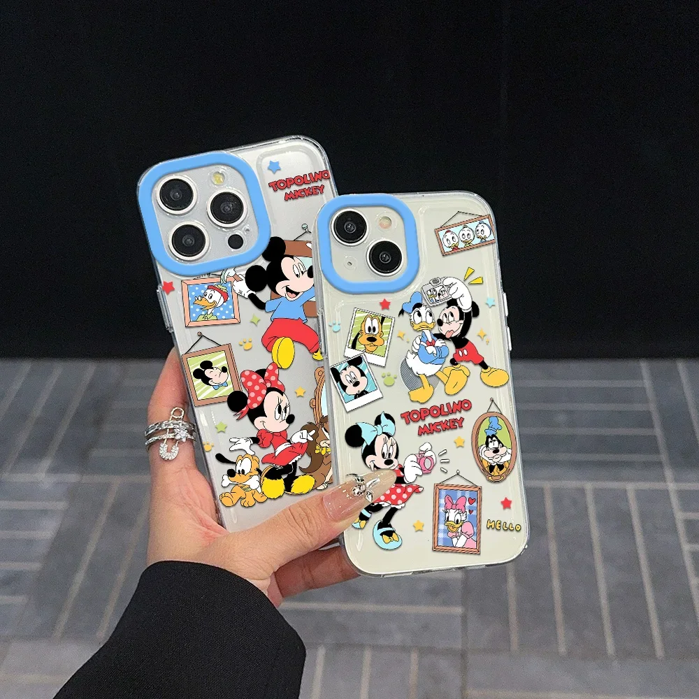 Mickey Minnie Clear Space Phone Case for Oppo A2 A3 A9 A5 A16 A53 A55 A60 A72 A76 A78 A92 A92S A74 A97 A98 Pro 5G Transparent