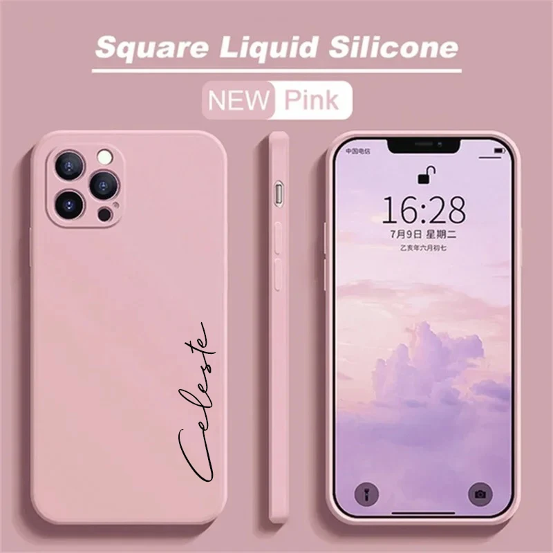 Customized Personalized Name Luxury Original Initials Soft Liquid Silicone DIY Case For Iphone 15 14 13 12 11 Pro Max Plus Cover