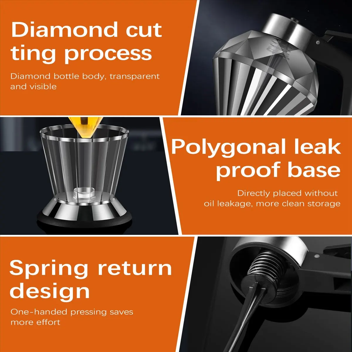 

Olive Oil Dispenser Glass Bottle, Honey Jar Dispenser, Glass Cruet Bottle for Kitchen, Non-Drip Oil Pot with Stand