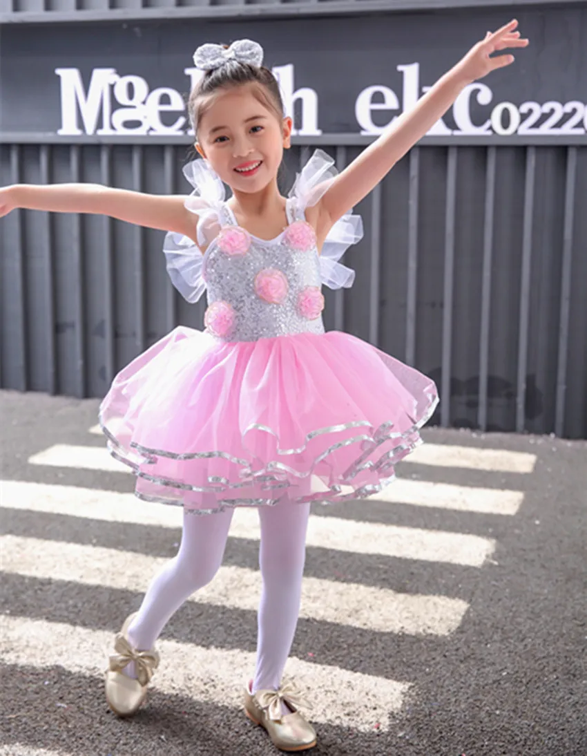 Children's Dance Stage Costume for Girls Modern Kids Jazz Dance Costumes Sequin Clothes for Salsa Contemporary Dance Costumes