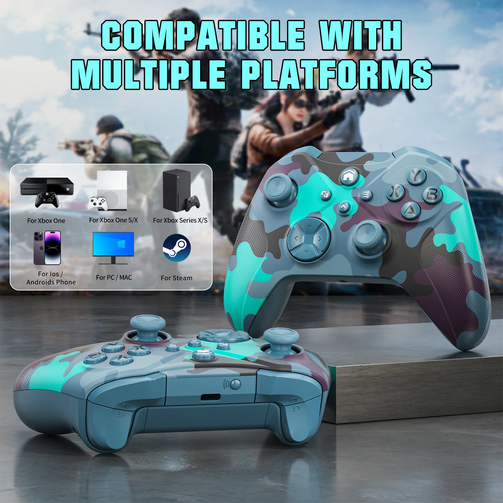 WLAN-Wireless-Controller für Xbox Series X/S/Xbox One PC Turbo, Motorvibrations-Gamepad mit Aufweckfunktion, 6-Achsen-Joystick, Xbox-Controller – Detail 2