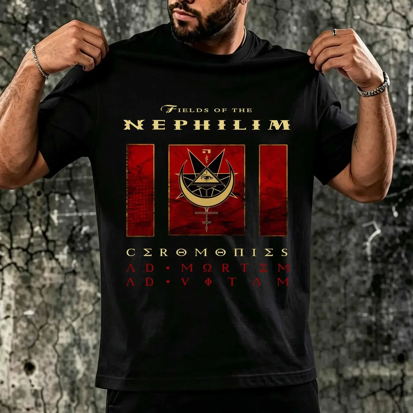 washed T Shirt Limited New Fields of the Nephilim Ceromonies Ad Mortem Vitam S 4XL vintage Washed Stylish Unisex Stretched