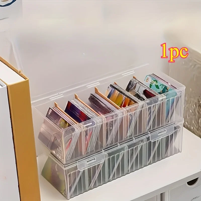 1 Stück robuste Aufbewahrungsbox aus Kunststoff mit 6 Fächern – Klappdesign, zum Organisieren von Transaktionskarten, Visitenkarten und Desktop-Artikeln – Detail 1