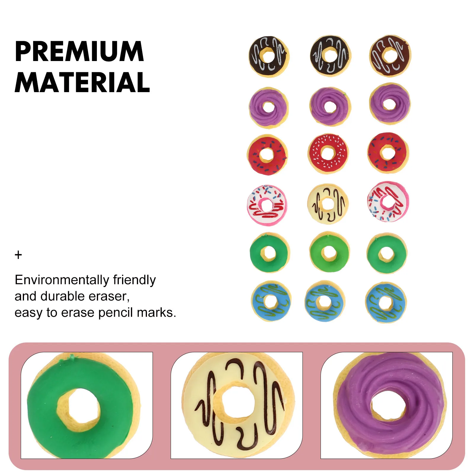 

18pcs Cute Donut Erasers Mini Doughnut Pencil Eraser For School Supplies Portable Dessert Eraser Student Accessories Rubber