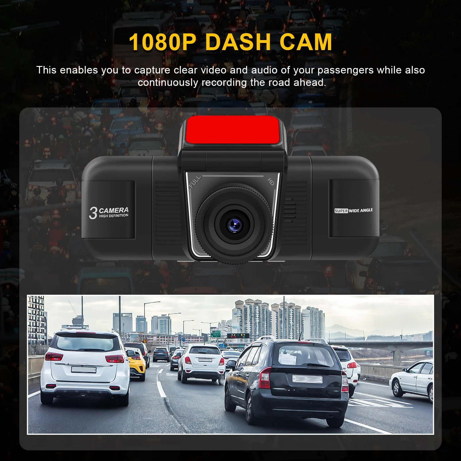Podofo 2 بوصة داش كام 1080P كاميرا DVR للسيارة 4 قناة تسجيل HD مسجل السيارة للرؤية الليلية مع تحسس الجاذبية الأمامية والداخلية