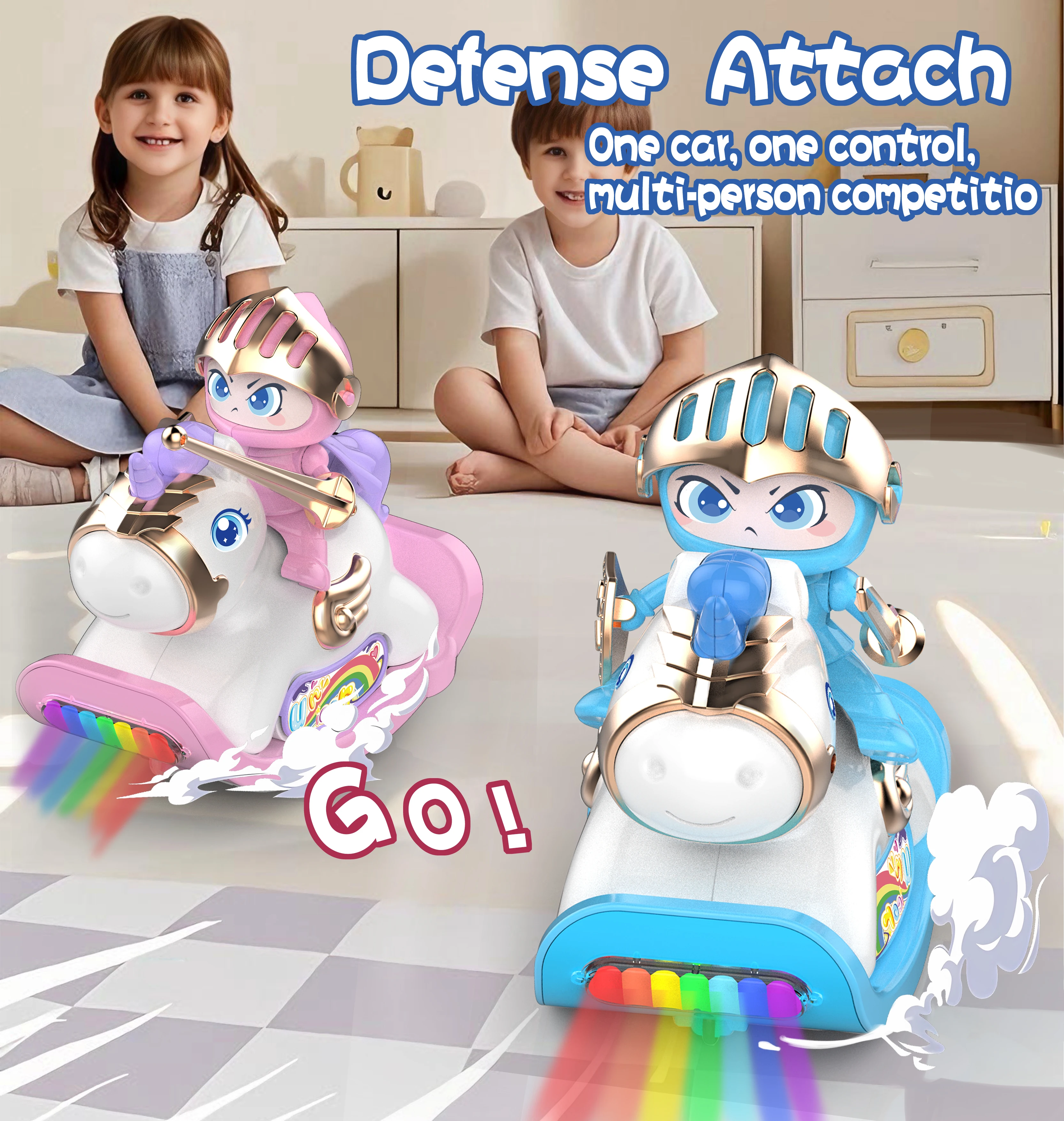 Crianças de controle remoto pára-choques carros 2.4g rc balanço animal elétrico cavalo de madeira brinquedo com reboque luz/música