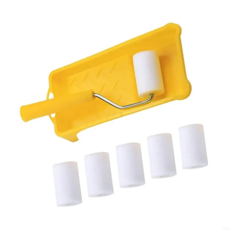 

X9FA 8Pcs Mini Paint Brushes 2Inch Small Roller Set Easy to Use for Tight Space