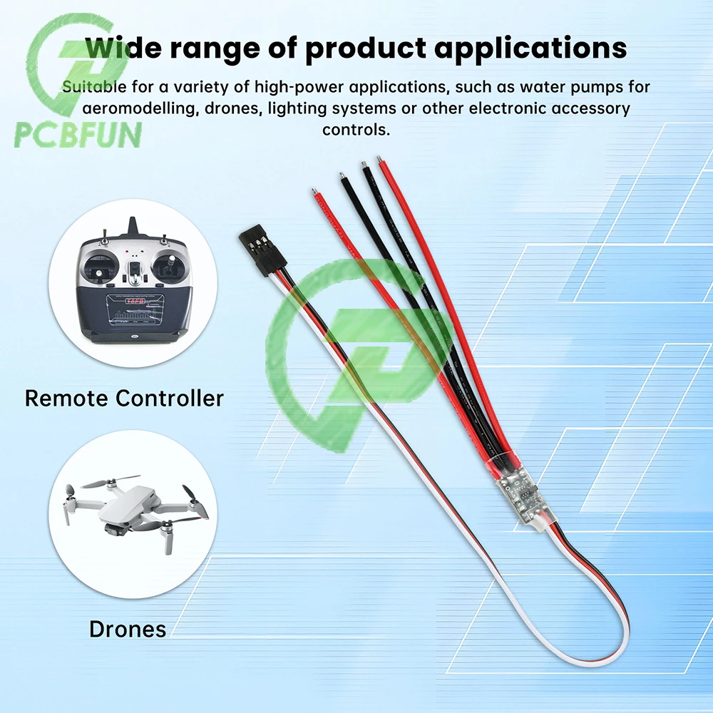 

PWM Remote Signal Control Switch High Current RC Switch 8A-17A 3V-30V Avionics Pump Drone Motor Controller