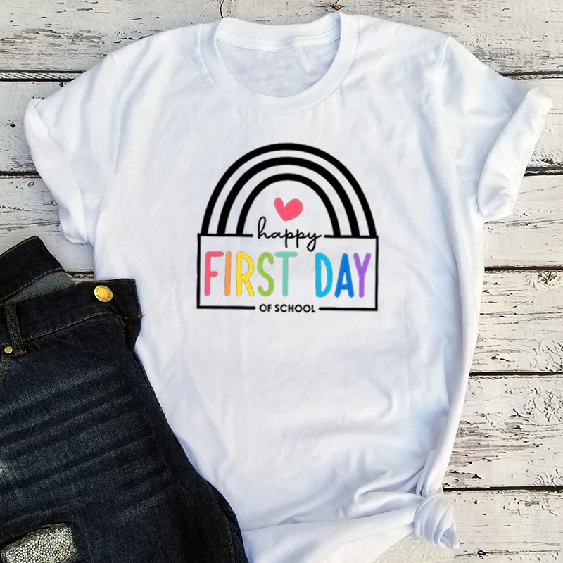 Happy First Day of School Shirt Back To School Tshirt Teacher Tee Teacher Gift Back To School Tops Teacher Appreciation