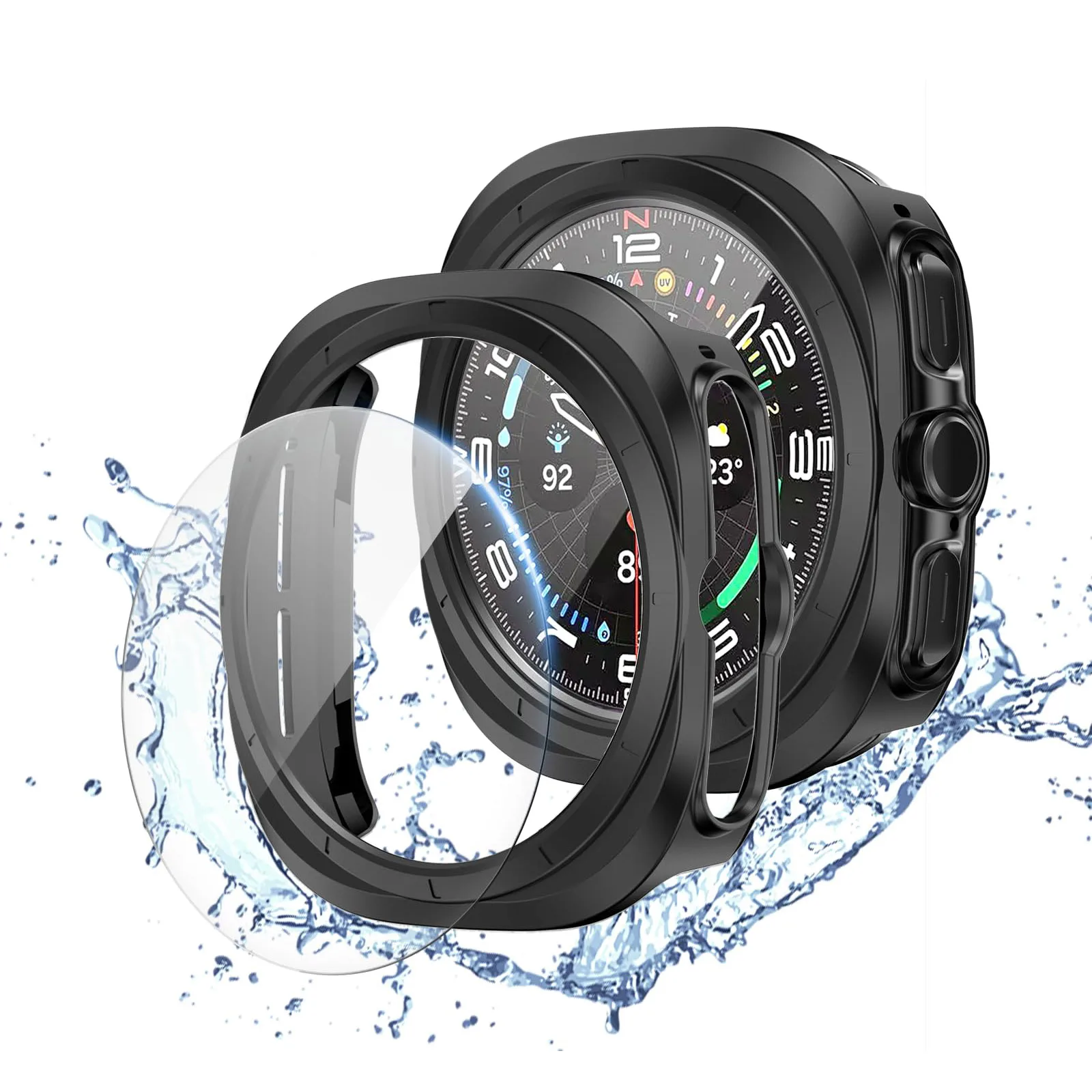PC-Gehäuse aus gehärtetem Glas für Samsung Watch 7 Ultra Band 47mm Film Displays chutz folie Stoßstange Samsung Galaxy Watch 7 Ultra Armband Abdeckung