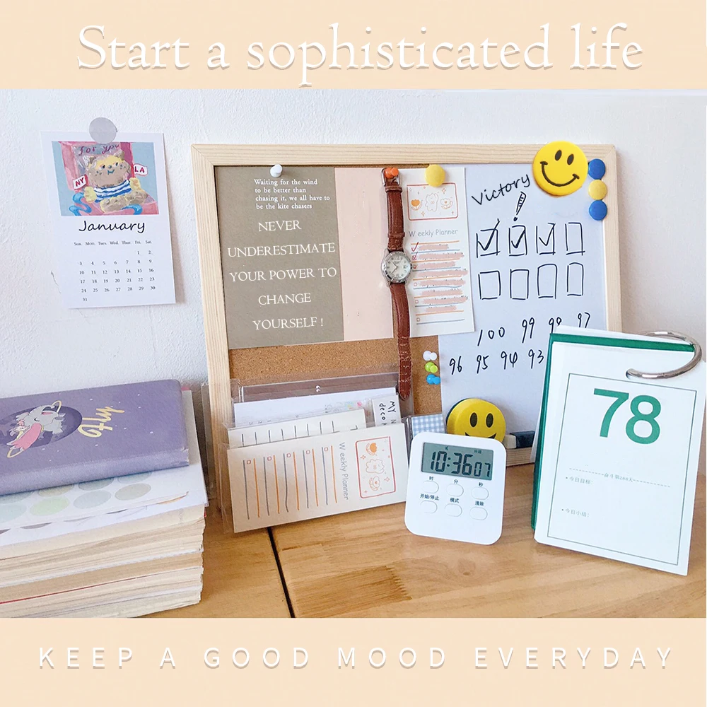 1PC 30x40cm Message Cork Board with Wood Frame Combination Bulletin Magnetic Marker Whiteboard And Drawing Board for Home Office