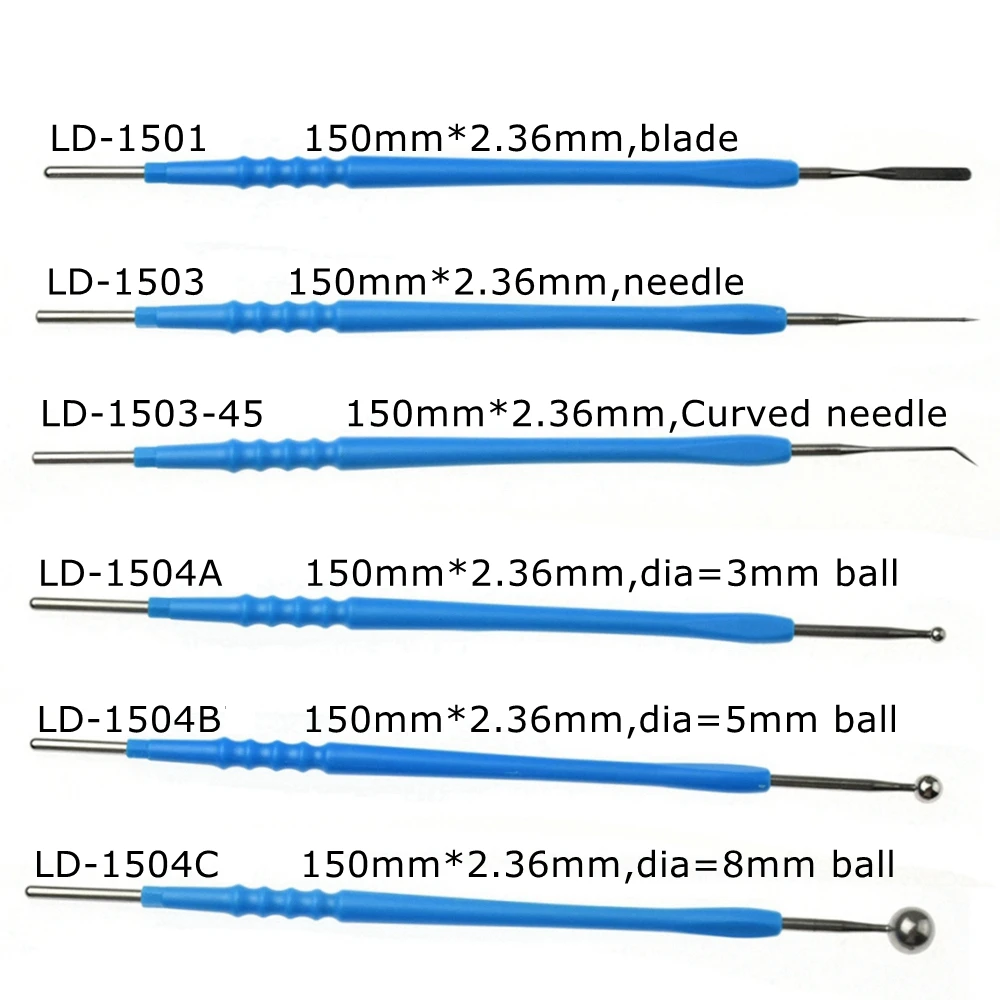 5 pz all'ingrosso usa e getta esu cautery matita Accessori Ion Elettrochigico 8mm sfera elettrodo 150mm * 2.36mm Strumenti chirurgici