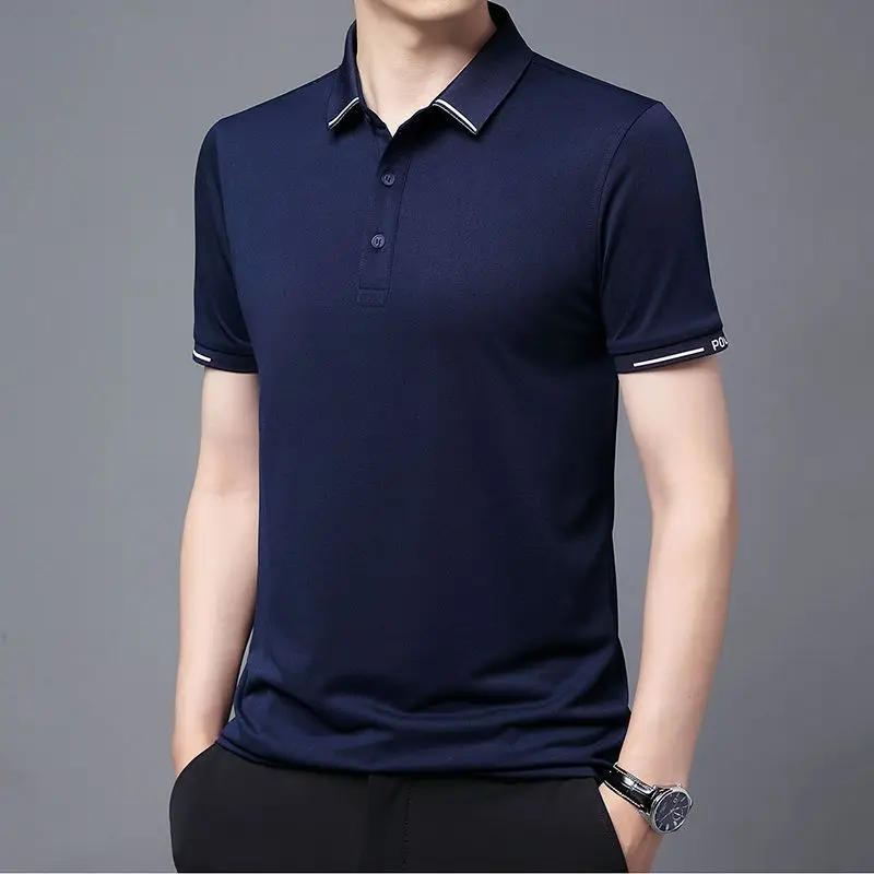 Sommer Kurzarm Polo-Shirts einfarbige Mode Turn-Down-Kragen Herren bekleidung Business Casual All-Match-Button-T-Shirts