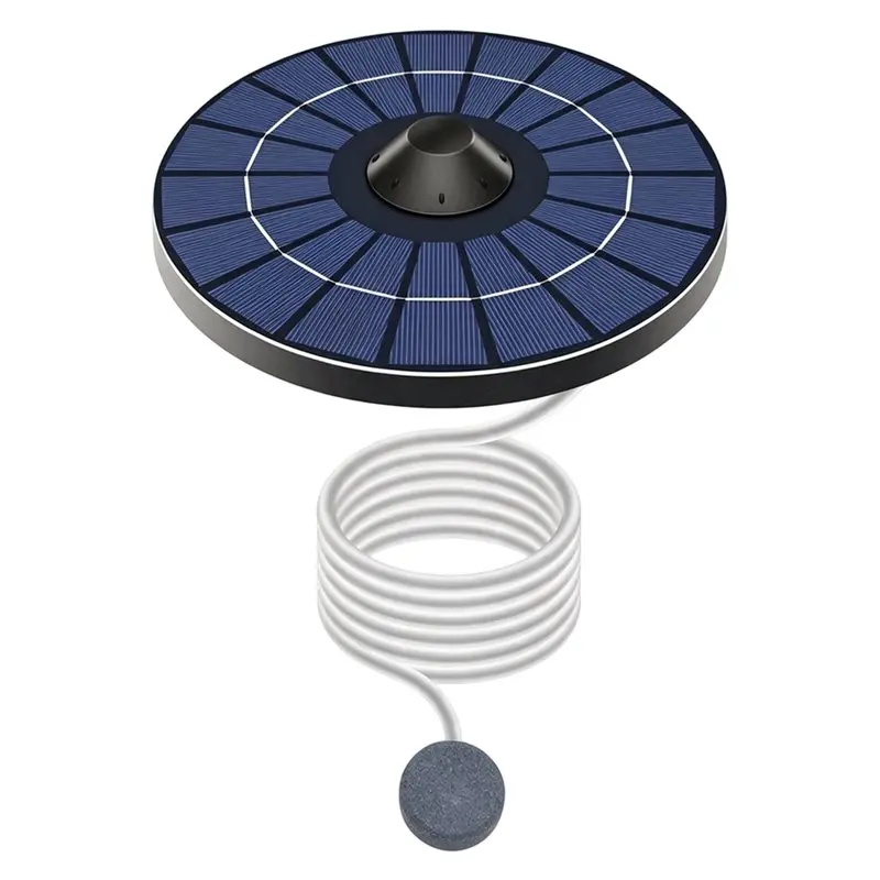 A84E-Fish Tank Oxygenator Solar Floating Pond Aerator With Air Hose And Bubble Stone For Birdbath Backyard Pond Oxygen Pump