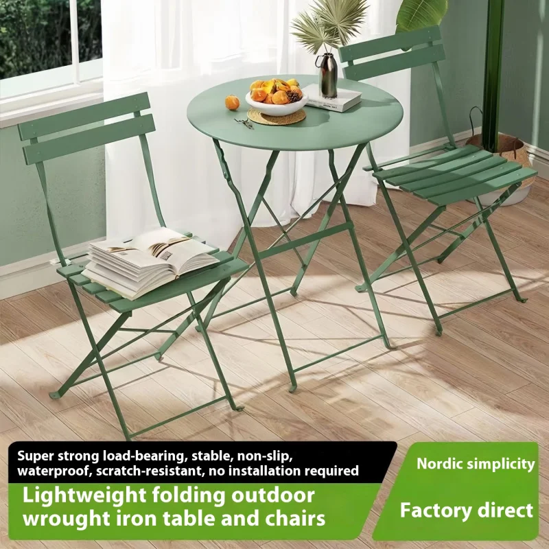 شرفة طاولة شاي وكرسي مجموعة قابلة للطي في الهواء الطلق فناء حديقة الحليب الشاي متجر في الهواء الطلق طاولة وكراسي نمط جديد