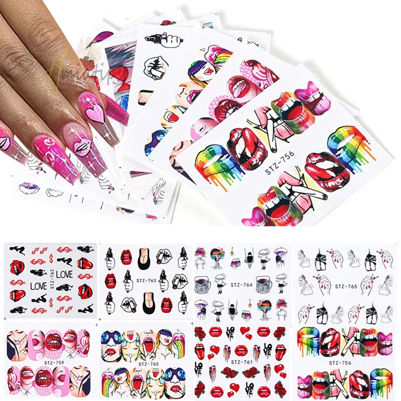 3D  Lips Nail Art Stickers Sexy Hot Lips Girl Slider Self-adhesive Manicure Nail Art Supplies DIY Manicure Accessories