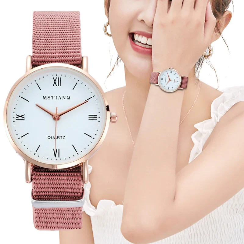 Small Dial Quartz Clock Fashion Casual Nylon Strap Watches Luxury Wrist Watch Women Simple Ladies Dress Wristwatches Reloj Mujer