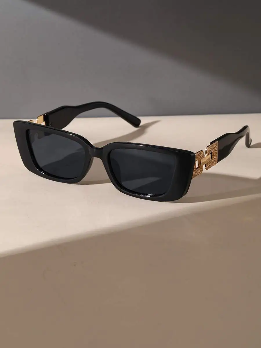 1pair Vintage Plastic Frame Geometric Eyeglasses Shades With Changeable Legs For Outdoor Travel Fashionable Decorative Fashion Glasses Shades Beach Accessories Beach Accessories For Women Glasses Shades Basics Fall Winter Women Outfits Clothes Business