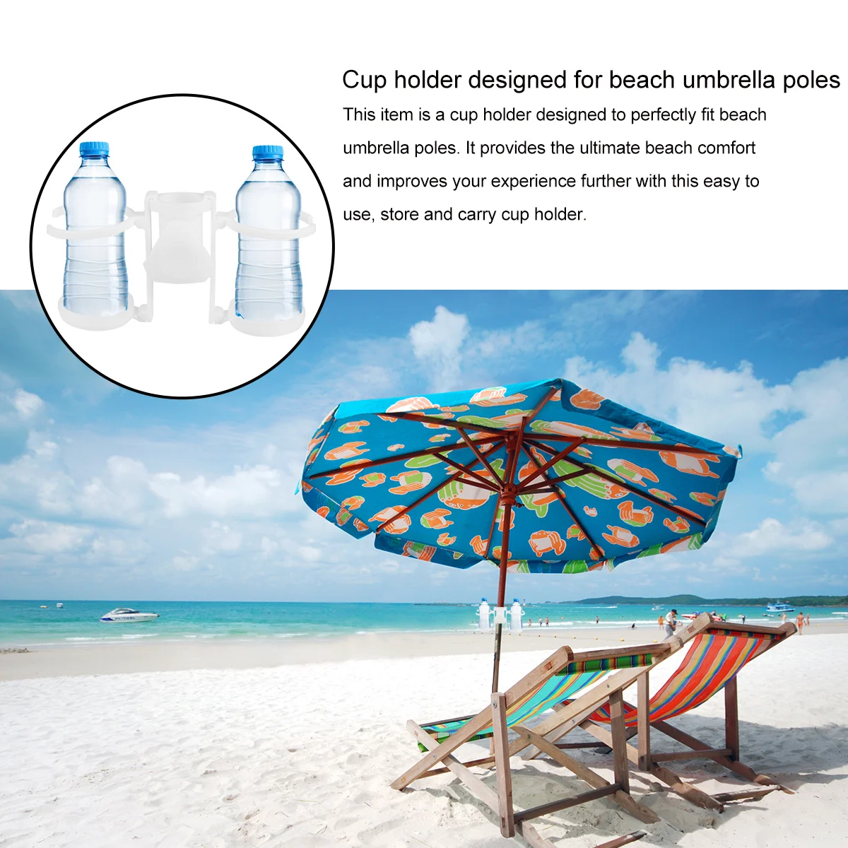 

2Pcs Plastic Umbrella Cup Holder White Portable Convenient for Beach Patio Garden Pool Outdoor Umbrella Cup Holder