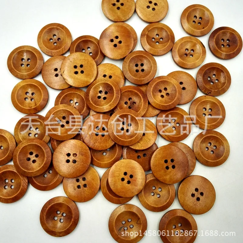 25 mm vieräugige Holzknöpfe mit breiten Kanten, Knöpfe zum Handnähen von Accessoires, Hemden, Schuhen, Trenchcoats und dekorativen Knöpfen