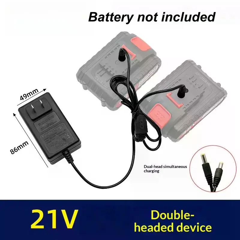 Portable Dual-head Lithium Charger Overload Protection 18/21/24V Overheat Protection for Long Time Tool Charging Use