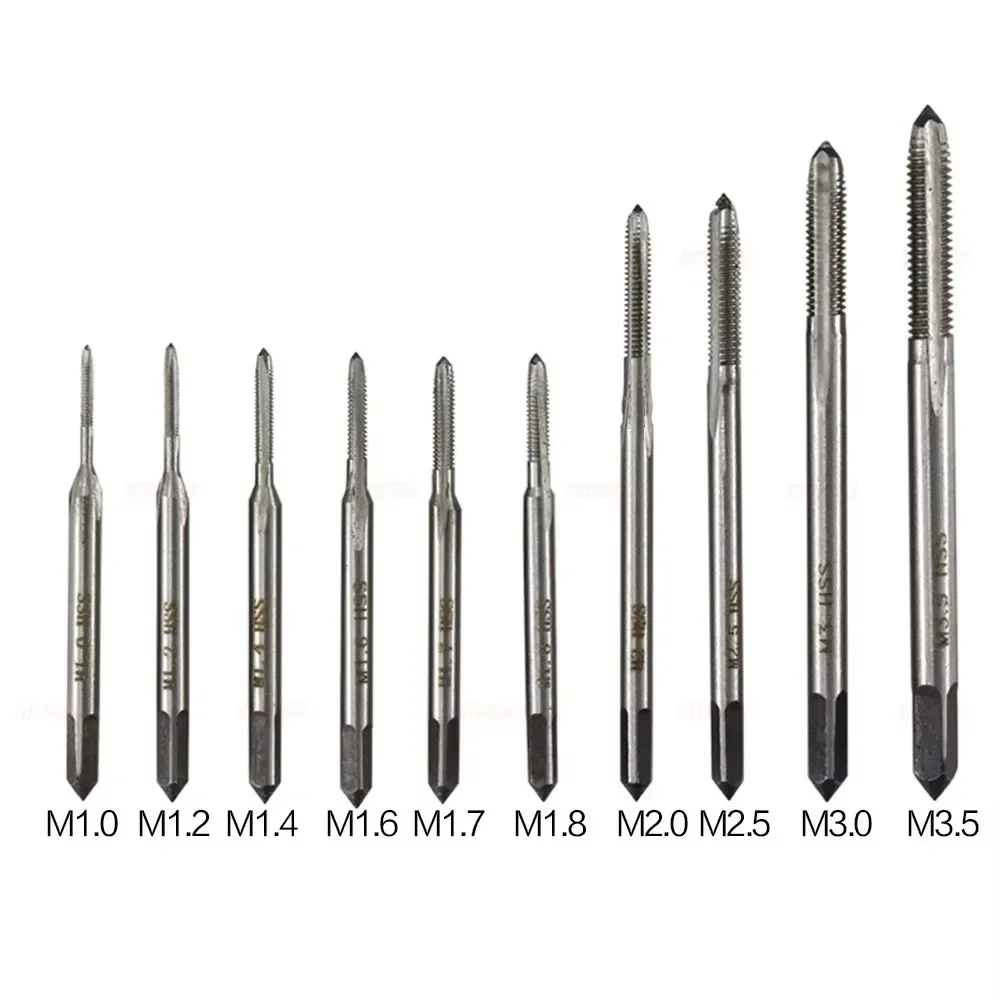 5PCS/7PCS Bearing Steel Taper Hand Spiral Point Straight Fluted Screw Thread Hand Tap Drill M3/M4/M5/M6/M8/M10/M12