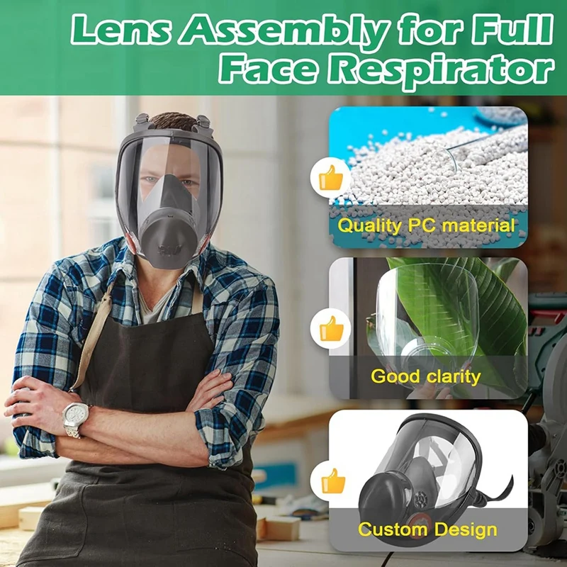 Replacement Parts Lens Assembly And 20 Packs 6885 Lens Cover For 6885, 6000, 6700, 6800, 6900 Series Respirator Mask-A36G