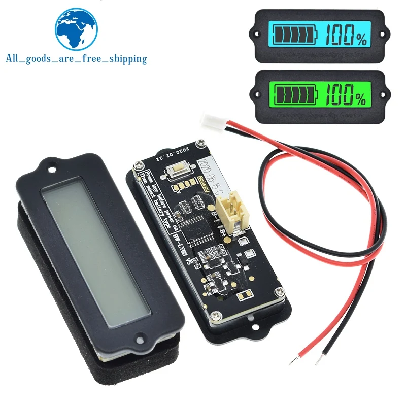 Blue Green 12V LY6W Lead Acid Battery Capacity Indicator LCD Digit Display Meter Lithium Battery Power Detector Tester Voltmeter