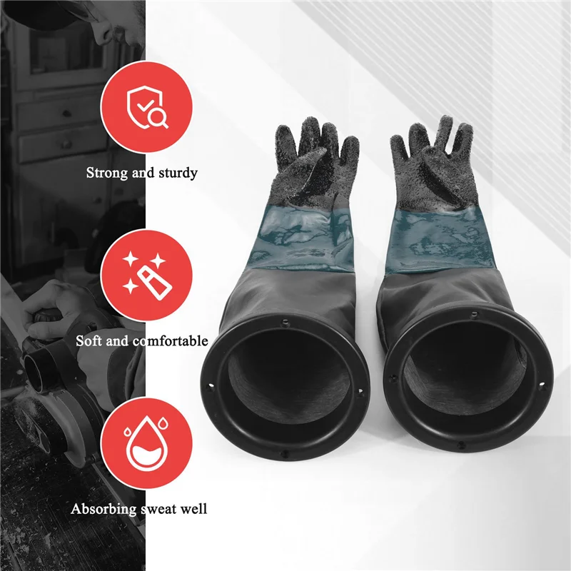 

-ABGY Sandblasting Gloves Sandblaster Parts 60Cm With O Rings For Sandblast Cabinet