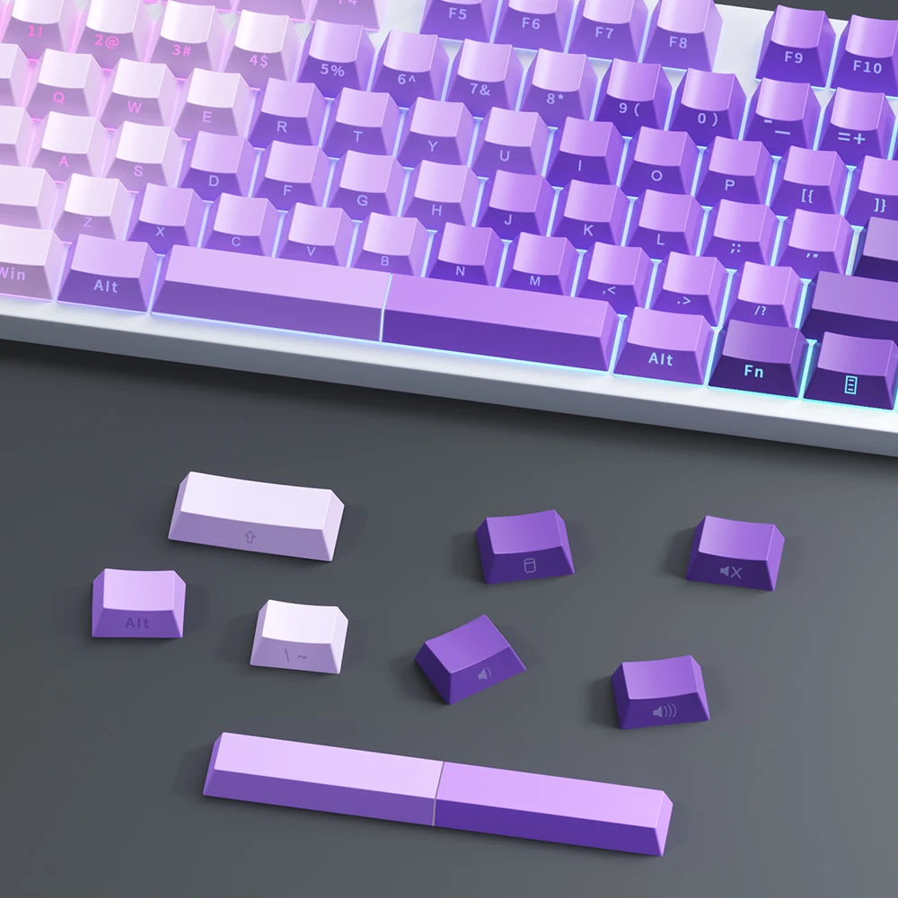 Imagem -02 - Pbt Keycaps para Cherry mx Switch Gaming Keyboard Lado Gradiente Impresso Brilho Através Perfil de Fábrica Original 121 Chaves