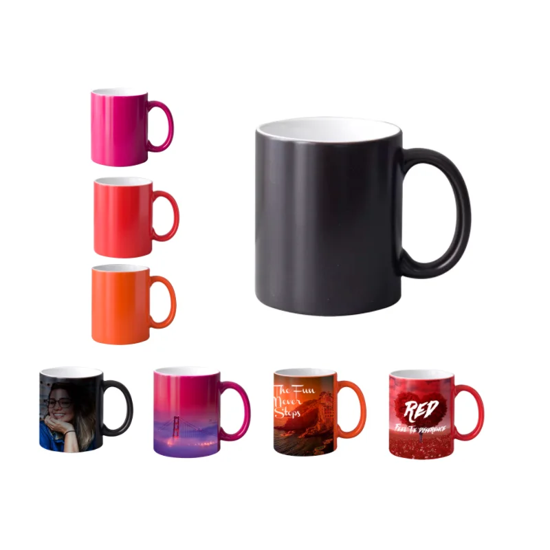 2Pcs Heat Printing Mug Cup 11Oz Blank Sublimation Color Changing Magic Mug Customized Logo Mugs