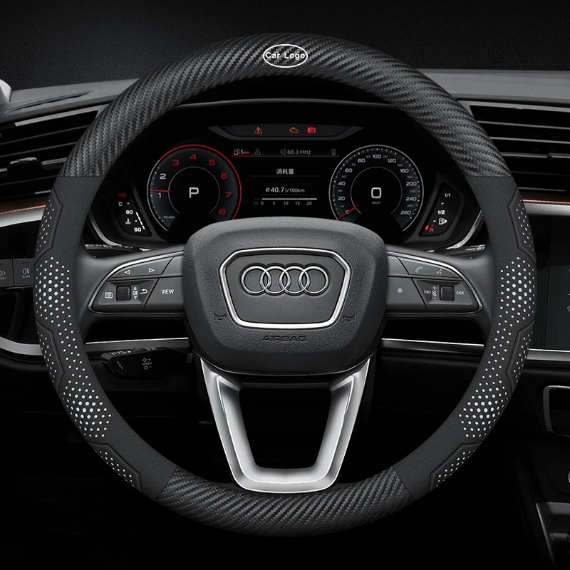 

Car Carbon fiber Suede Leather anti-slip Steering Wheel Cover For Audi A3 A4 A5 A6 A8 Q3 Q7 Q8 RS7 S6 S7 TT ABT Auto Accessories