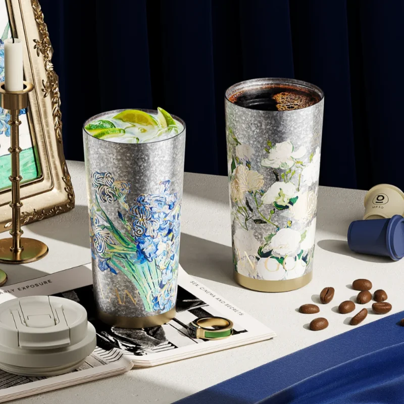 

Genuine 500ml Van Gogh Titanium Coffee Cup Movie Peripheral Trendy Practical Double-Layer Thermal Water Cup Girl Festival Gift