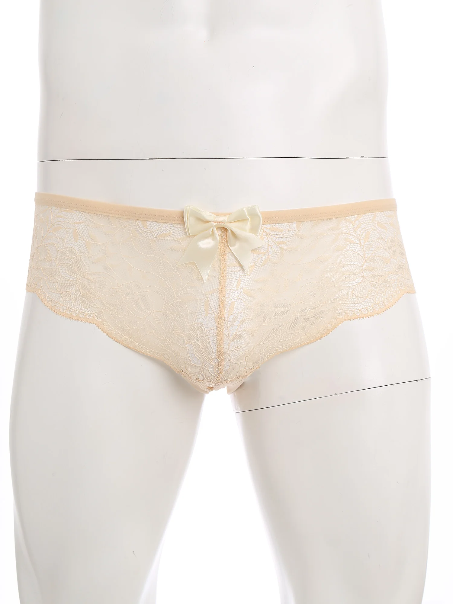 Men's Floral Lace Closed/Opened Crotch Lingerie with Bow