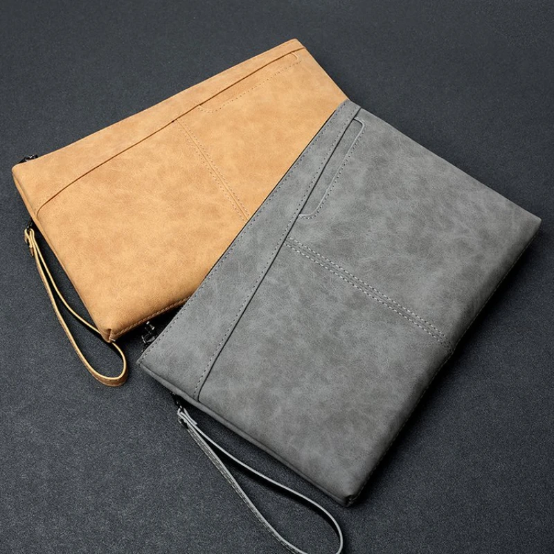 Men's new pu Leather Envelope Handbag Underarm Casual Wrist Bag Fashionable Leather Clutch bag for Men Wallet card holder Genuin