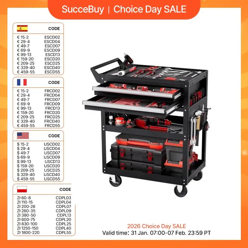 Servant Vevor 5-tier Tool Chest 2-drawer Rolling Tool Work Cart with Locking