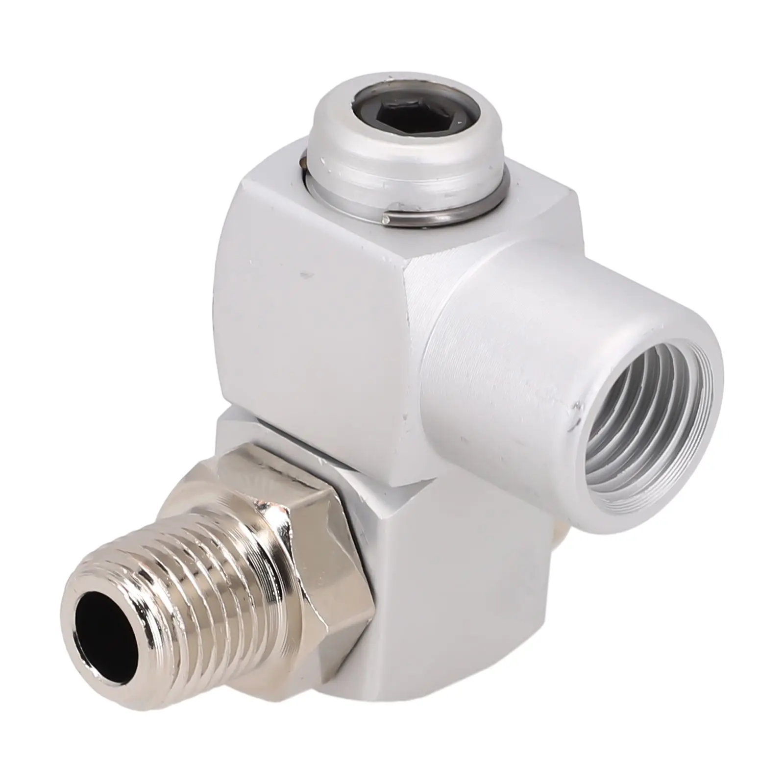 Swivel Air Line Connector 1/4inch Pneumatic Fitting Screw Joint Adjustable Air Hose Connector Adapter Flow Aluminum Tool