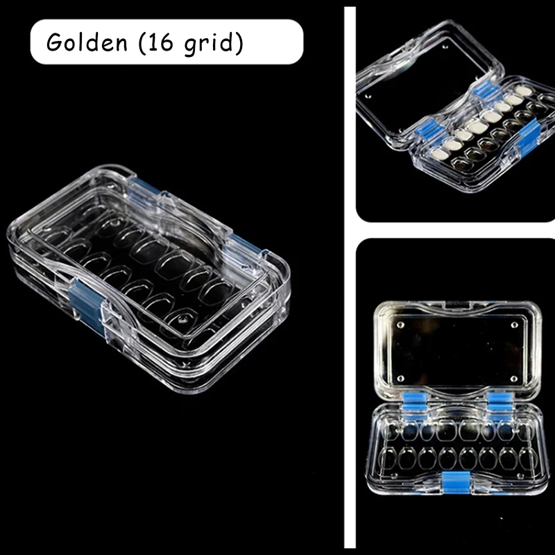 1PCS 6/16 grid Membrane Plastic Denture Tooth Box Transparent Tooth Box Plastic Denture Teeth Box To Storage Crown And Bridges