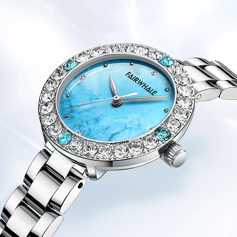 MARK FAIRWHALE Luxury Fashion Ladies' Clock Diamond Dial Quartz Watch Waterproof Simple Casual Watches for Women