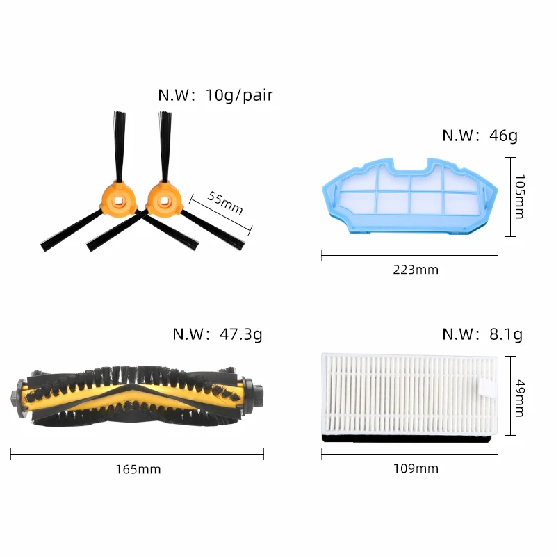 For Cecotec Conga Excellence 990 Conga 1190, Eufy RoboVac 11 11C, Ecovacs N79S Spare Parts Main Side Brush Hepa Filter Accessory