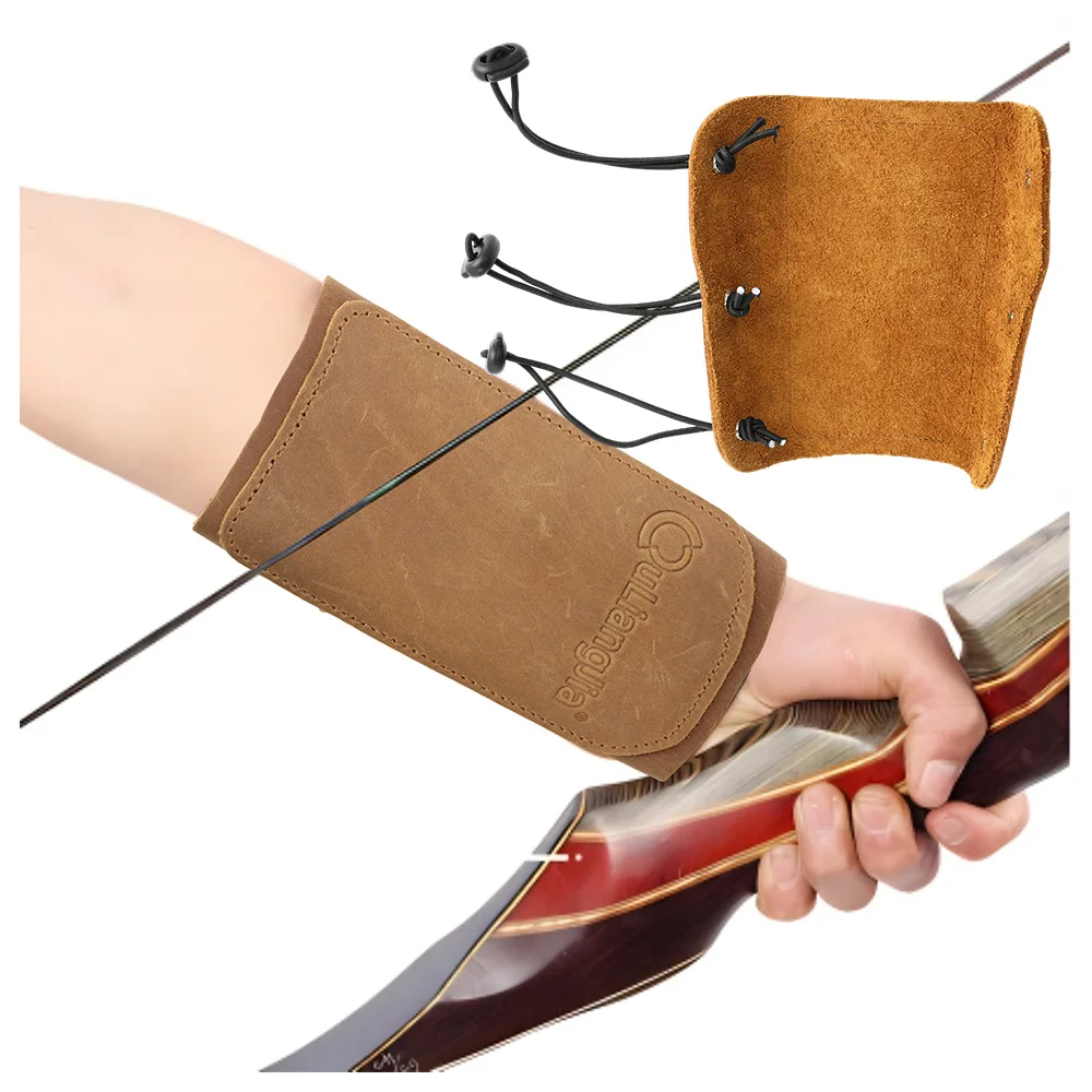 Archery Arm Guard Cowhide Leather Adjustable Protection Forearm Longbow Recurve Compound Bow Shooting Hunting Target Protector