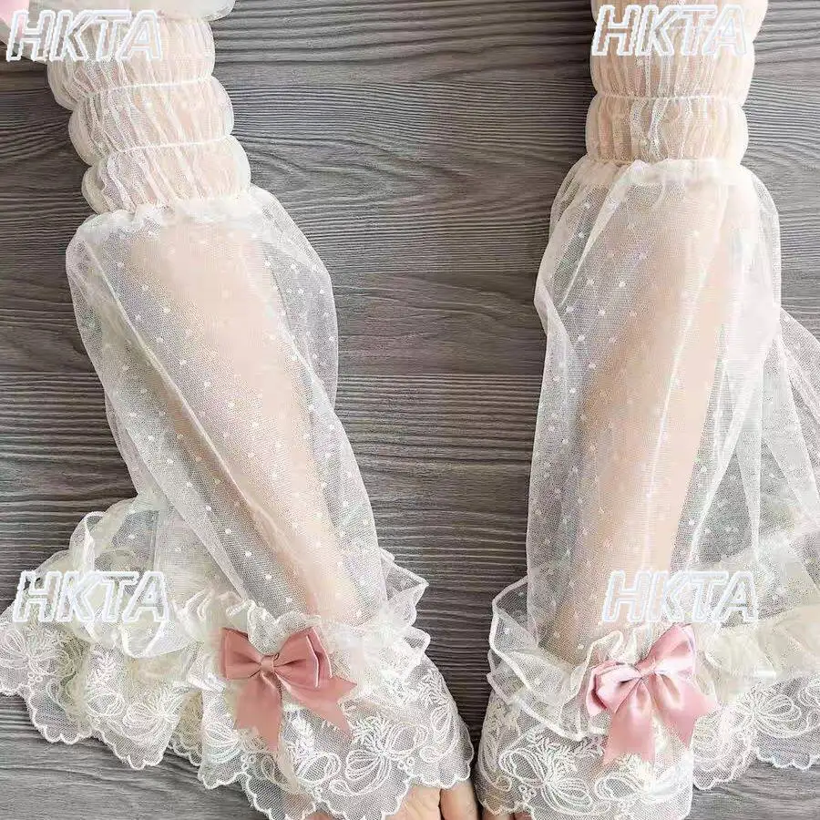 Handmade Japanese Lolita Princess Sleeves Sweet Fairy Bows Oversleeve Summer Sun Protection Cosplay Photo Clothing Arm Sleeves