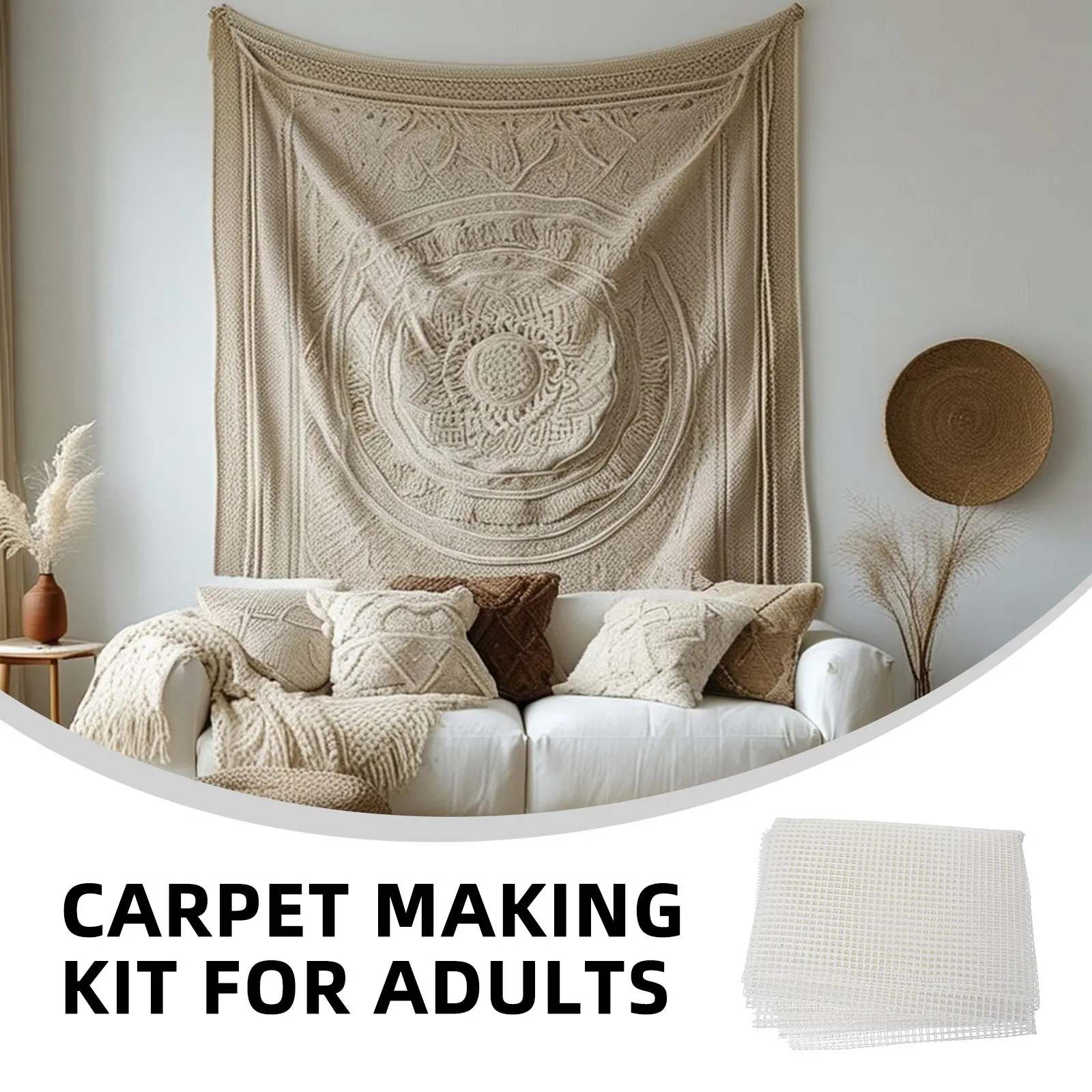 

1Set Blank Rug Hooking Mesh Canvas Sturdy DIY Latch Hook Tool for Carpet Tapestry Wall Art Craft Kits Adult Plastic Weaving