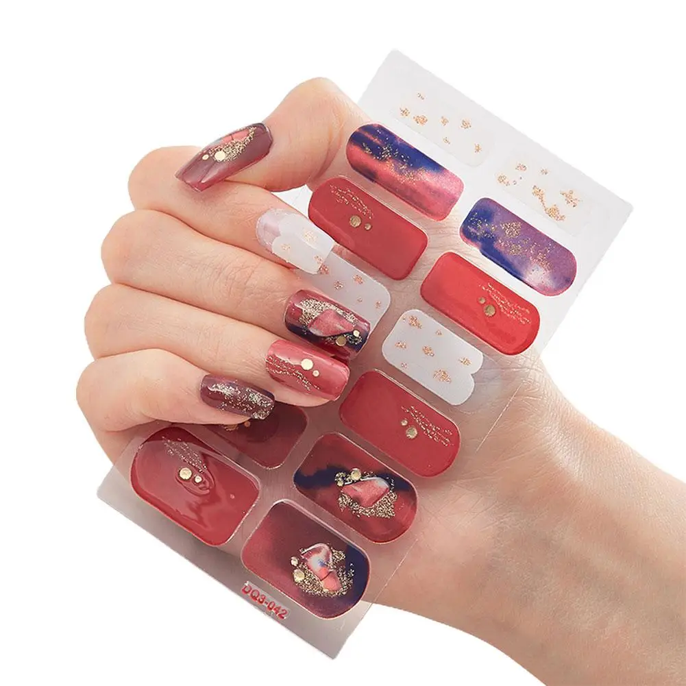 Semi-Uitgeharde Gel Nagels Kunst Stickers Mode Effen Kleur Led Decoratie Sticker Uv Lamp Manicure Nodig Gel Nagel Nagel Decal N0r5