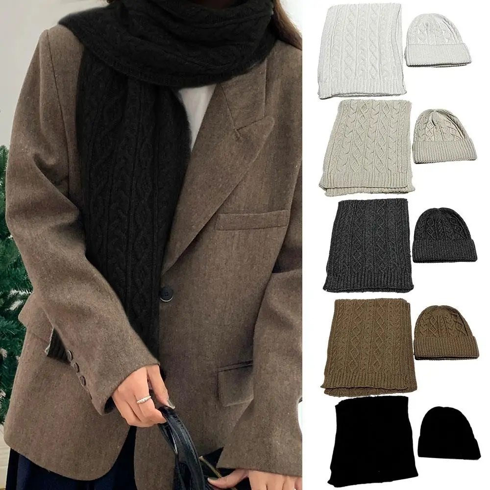 

Вязаная шапка, шарф, зимняя длинная бандана, комплект из двух предметов, шапка Shwal, жаккардовая плетеная накидка, уличный теплый глушитель, термошапка, комплект шарфов