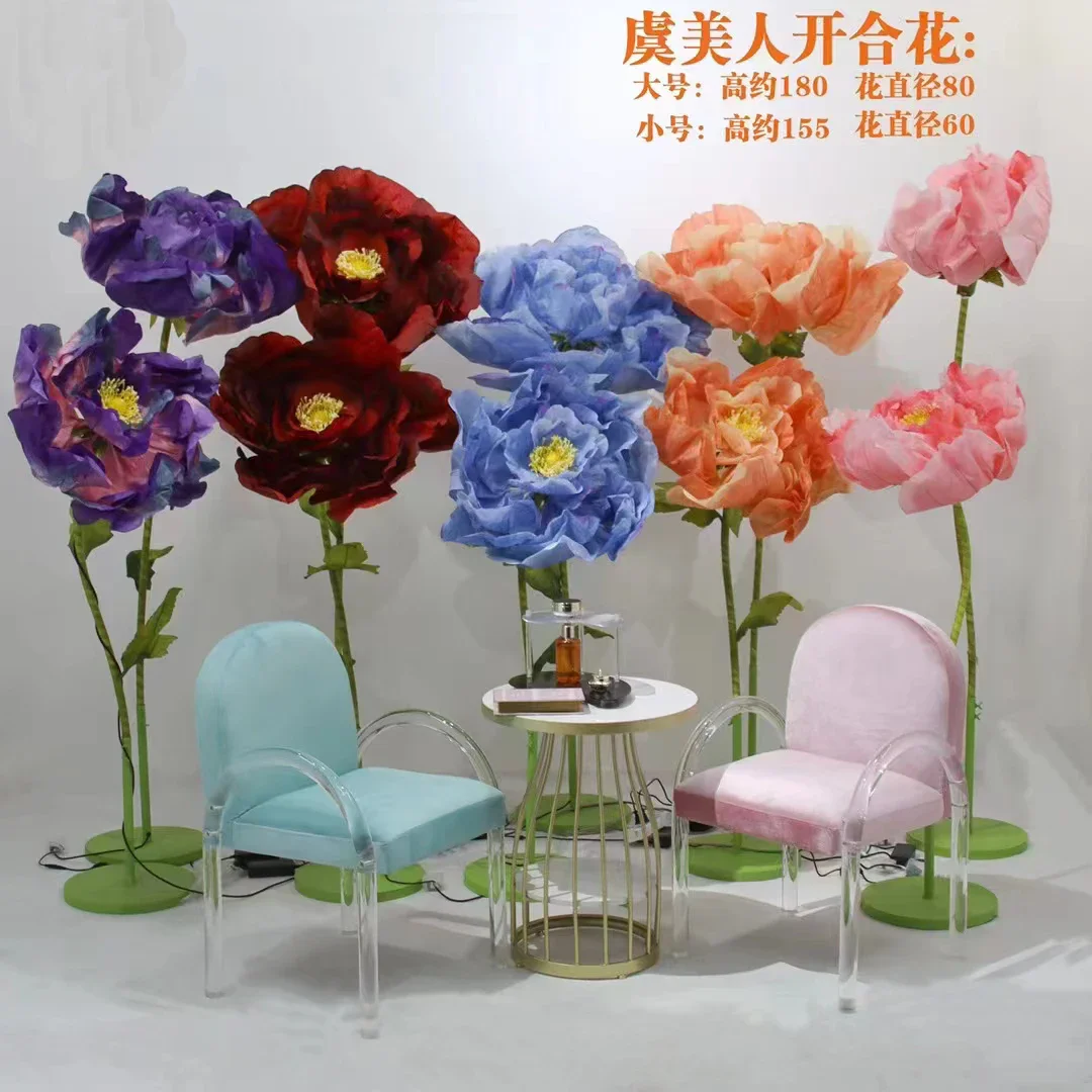 Artificial Silk Flower for Wedding Decoration, Artificial Flowers, Automatic Opening and Closing, Christmas Party, Home Decor