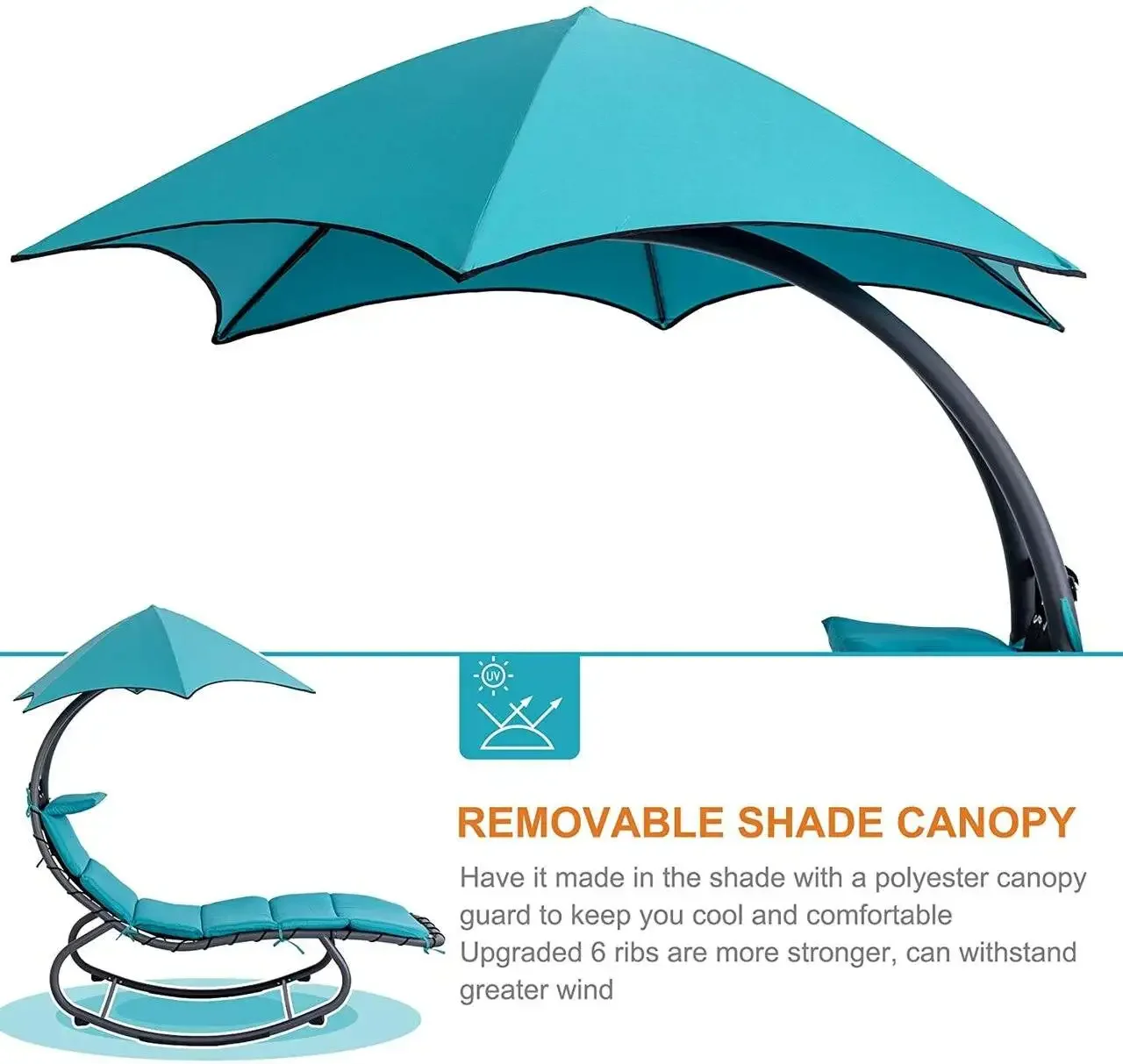 

Floating Chaise Canopy Swing Lounge Chair Hammock Arc Stand Air Porch Stand Lounger Chair