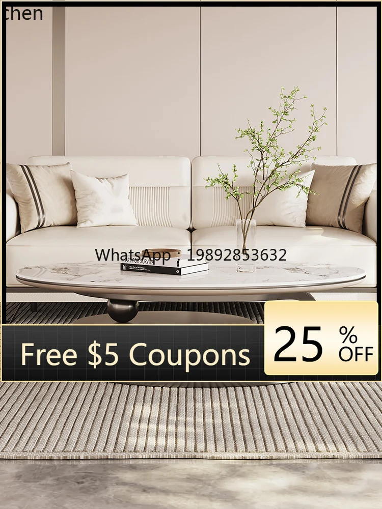 rock slab light luxury coffee table modern minimalist storage, living room high-end coffee table new